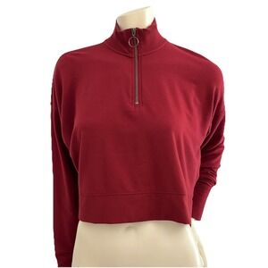 Ideology Off-Duty 1/4 Zip Mock Neck Crop Length Women's Top Medium Athleisure